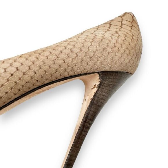 Giuseppe Zanotti Beige Python Embossed Leather Peep Toe Heels Pumps Women’s 40 - Picture 7 of 10